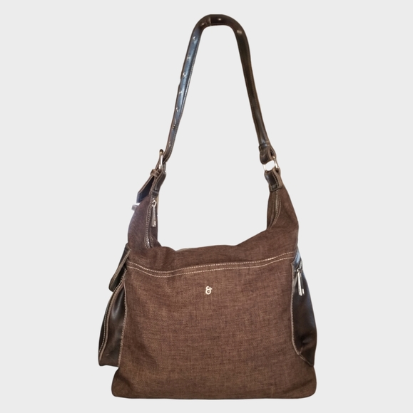 Matt & Nat Large Vegan Leather/Canvas Hobo, Brown EUC - Picture 3 of 7